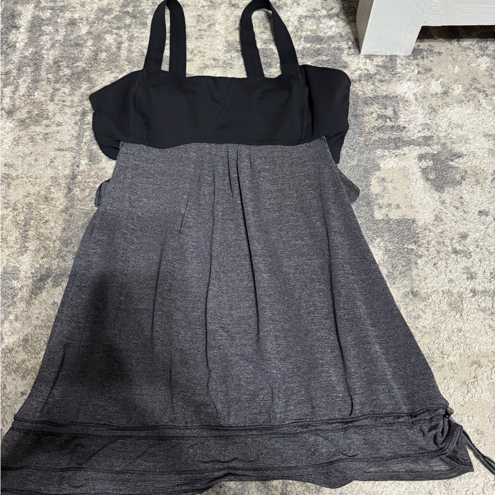 Lululemon Black 2 in 1 Built In Sports Bra Drawstring Active Tank Top